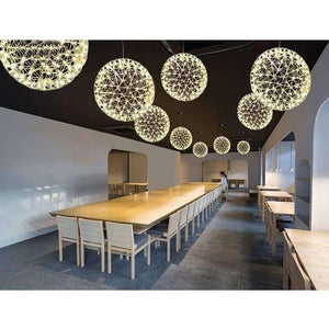 Planet Gates Double-sided chrome / 200mm 12 Leds / Warm White Modern Chandelier Spark ball LED Pendant Light fixture Firework Ball stainless steel pendant Lamps home decorative lighting 220V