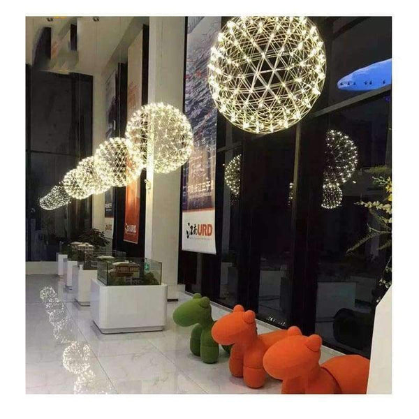 Planet Gates Double-sided chrome / 200mm 12 Leds / Warm White Modern Chandelier Spark ball LED Pendant Light fixture Firework Ball stainless steel pendant Lamps home decorative lighting 220V