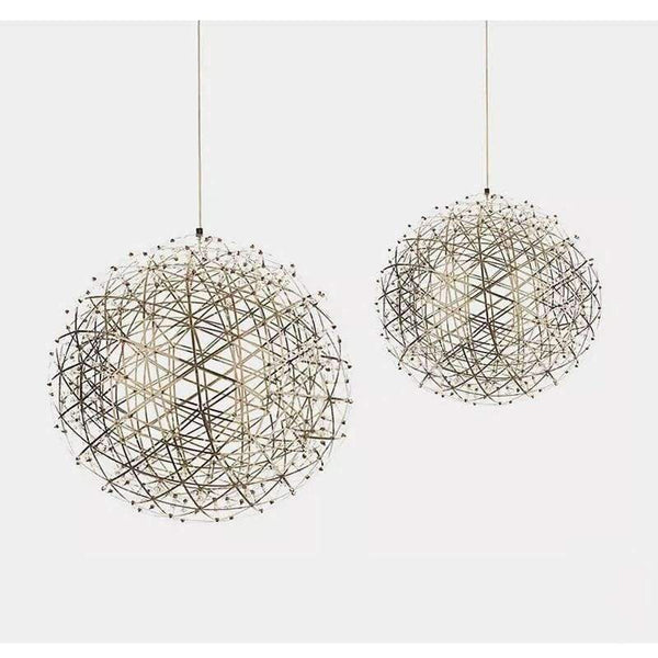 Planet Gates Double-sided chrome / 200mm 12 Leds / Warm White Modern Chandelier Spark ball LED Pendant Light fixture Firework Ball stainless steel pendant Lamps home decorative lighting 220V