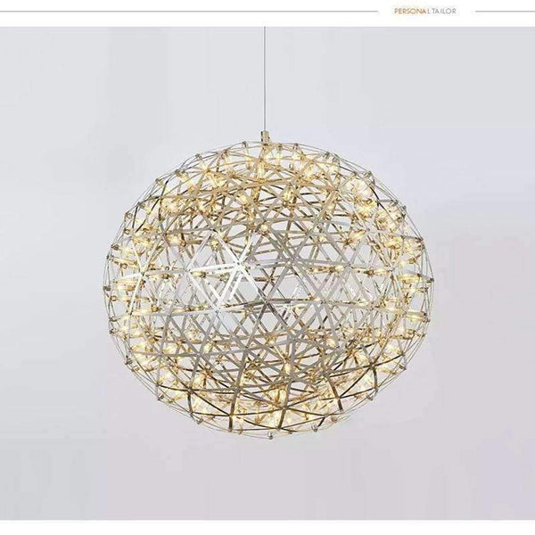 Planet Gates Double-sided chrome / 200mm 12 Leds / Warm White Modern Chandelier Spark ball LED Pendant Light fixture Firework Ball stainless steel pendant Lamps home decorative lighting 220V