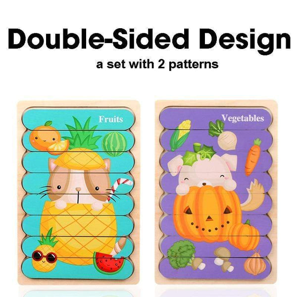 Planet Gates Double Sided Strip 3D Puzzles Baby Toy Wooden Montessori Materials Educational Toys For Children Large Bricks Kids Learning Toys