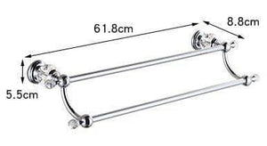 Planet Gates double towel bar Solid Brass Chrome Finish Bathroom Accessories Set,Robe Hook,Paper Holder,Towel Bar,Soap Basket,bathroom Sets,