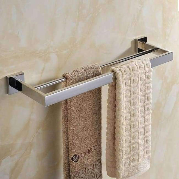 Planet Gates Double Towel Bar SUS 304 Stainless Steel Bathroom Hardware Set Chrome Polished Toothbrush Holder Paper Holder Towel Bar Bathroom Accessories