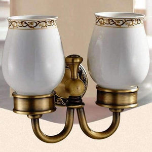 Planet Gates Double Tumbler Holde KEMAIDI Bathroom Accessories Antique Brass Towel Ring, Paper Holder, Toilet Brush,, Bath Rack, Soap Dish, Makeup Mirror