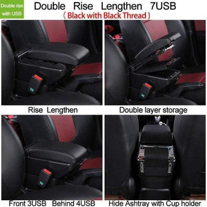 Planet Gates Double USB All Black / Russian Federation Nissan Terrano 3 armrest box universal car BRV center console caja  modification accessories double raised with USB