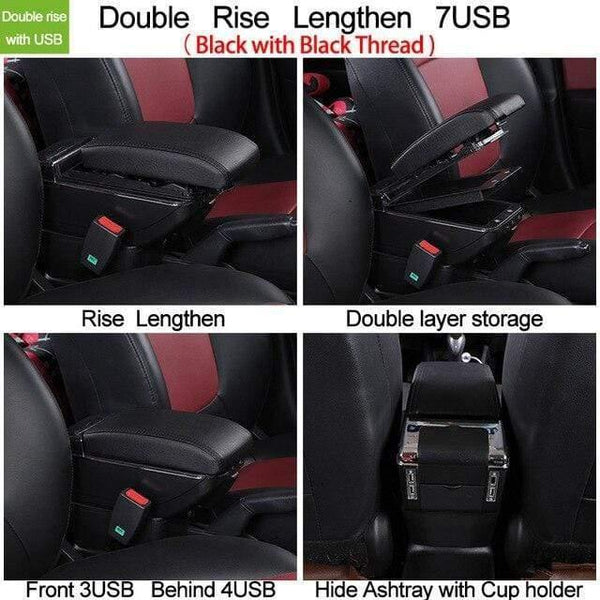 Planet Gates Double USB All Black / Russian Federation Nissan Terrano 3 armrest box universal car BRV center console caja  modification accessories double raised with USB