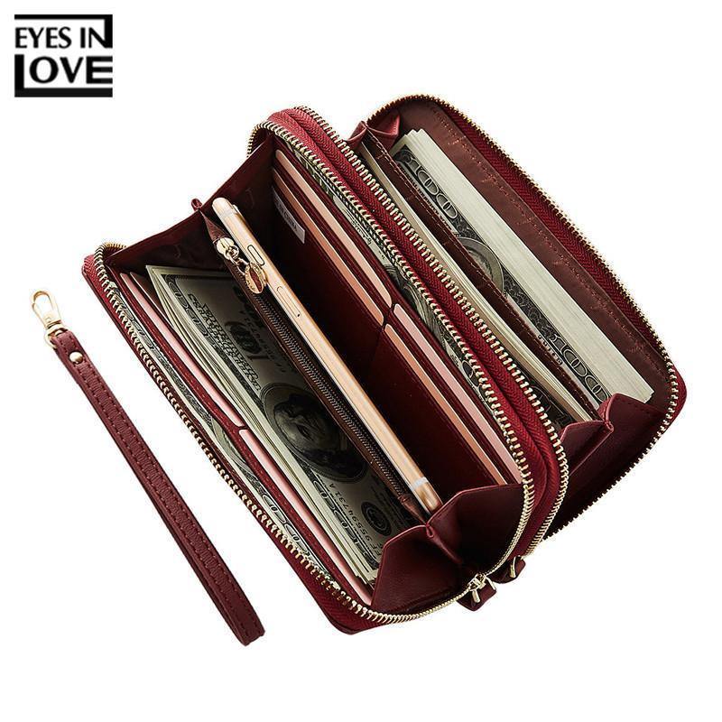 Planet Gates Double Zipper Wristband Long Clutch Wallets For Women Large Capacity Card Holder Purse Phone Pocket Wallet Female