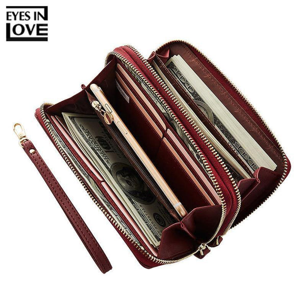 Planet Gates Double Zipper Wristband Long Clutch Wallets For Women Large Capacity Card Holder Purse Phone Pocket Wallet Female