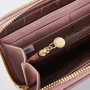 Planet Gates Double Zipper Wristband Long Clutch Wallets For Women Large Capacity Card Holder Purse Phone Pocket Wallet Female