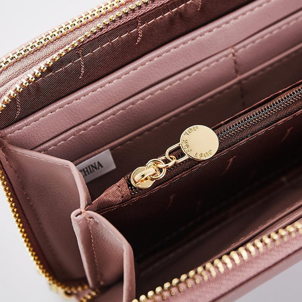 Planet Gates Double Zipper Wristband Long Clutch Wallets For Women Large Capacity Card Holder Purse Phone Pocket Wallet Female