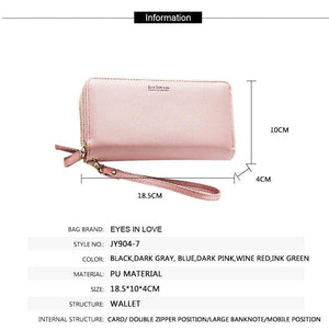 Planet Gates Double Zipper Wristband Long Clutch Wallets For Women Large Capacity Card Holder Purse Phone Pocket Wallet Female