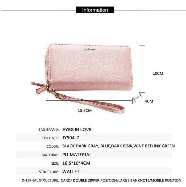 Planet Gates Double Zipper Wristband Long Clutch Wallets For Women Large Capacity Card Holder Purse Phone Pocket Wallet Female