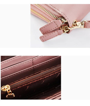 Planet Gates Double Zipper Wristband Long Clutch Wallets For Women Large Capacity Card Holder Purse Phone Pocket Wallet Female