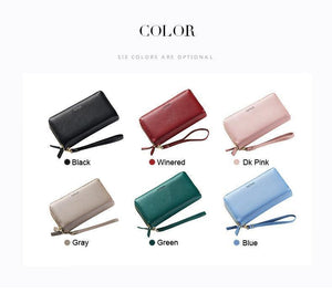 Planet Gates Double Zipper Wristband Long Clutch Wallets For Women Large Capacity Card Holder Purse Phone Pocket Wallet Female