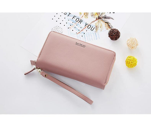 Planet Gates Double Zipper Wristband Long Clutch Wallets For Women Large Capacity Card Holder Purse Phone Pocket Wallet Female