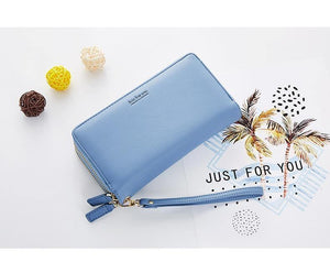 Planet Gates Double Zipper Wristband Long Clutch Wallets For Women Large Capacity Card Holder Purse Phone Pocket Wallet Female