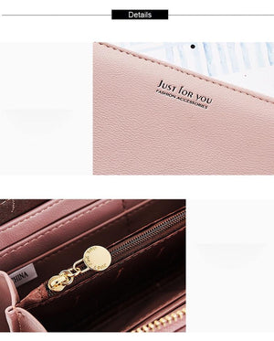 Planet Gates Double Zipper Wristband Long Clutch Wallets For Women Large Capacity Card Holder Purse Phone Pocket Wallet Female