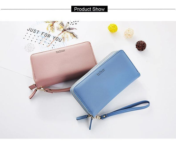 Planet Gates Double Zipper Wristband Long Clutch Wallets For Women Large Capacity Card Holder Purse Phone Pocket Wallet Female