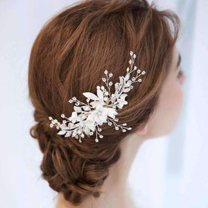 Planet Gates Dower me Stunning Floral Headpiece Bridal Silver Hair Comb Piece Pearls Women Prom Hair Jewelry Wedding Accessories