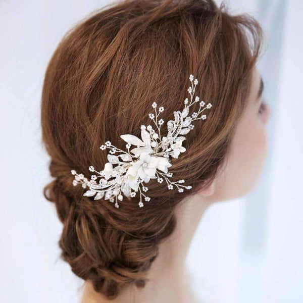 Planet Gates Dower me Stunning Floral Headpiece Bridal Silver Hair Comb Piece Pearls Women Prom Hair Jewelry Wedding Accessories