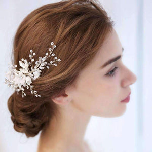 Planet Gates Dower me Stunning Floral Headpiece Bridal Silver Hair Comb Piece Pearls Women Prom Hair Jewelry Wedding Accessories