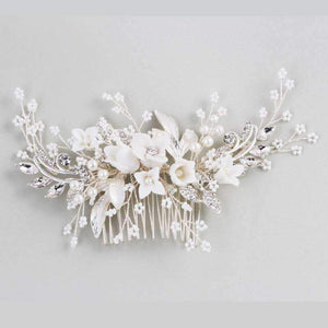 Planet Gates Dower me Stunning Floral Headpiece Bridal Silver Hair Comb Piece Pearls Women Prom Hair Jewelry Wedding Accessories