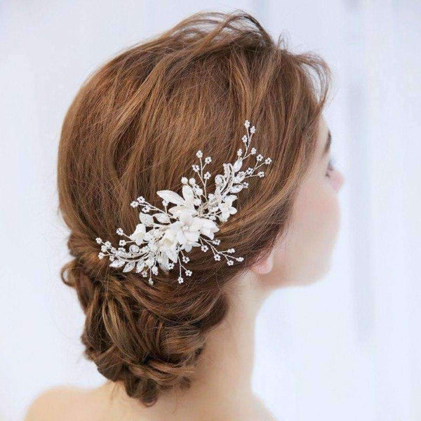 Planet Gates Dower me Stunning Floral Headpiece Bridal Silver Hair Comb Piece Pearls Women Prom Hair Jewelry Wedding Accessories