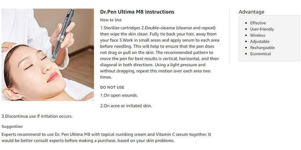 Planet Gates Dr pen Ultima M8 Professional Microneedling Pen tattoo machine - Wireless dermapen - Best facial Skin Care beauty Tool Kit