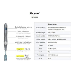 Planet Gates Dr pen Ultima M8 Professional Microneedling Pen tattoo machine - Wireless dermapen - Best facial Skin Care beauty Tool Kit
