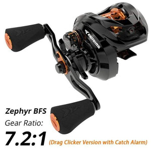 Planet Gates Drag clicker version / Left Hand / China Zephyr Bait Finesse System BFS Baitcasting Fishing Reel  4.5KG 7 Ball Bearings 7.2:1 Gear Ratio Carbon Fishing Coil