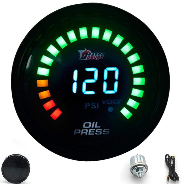 Planet Gates DRAGON GAUGE 2" 52mm Boost/Water Temp/Oil Temp/Oil Pressure/Tachometer/Volt/Air Fuel Ratio/EGT/Vacuum Meter Digital+Gauge Pods