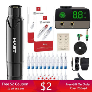Planet Gates Dragonhawk Mast P10 Rotary Tattoo Machine Kit Permanent Makeup Machine Set Tattoo Rotary Pen LCD Power Supply for Tattoo Artist