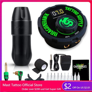 Planet Gates Dragonhawk Mast Top Tattoo Machine Set Kit Motor Rotary Pen Makeup Power Needles