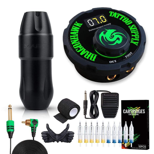 Planet Gates Dragonhawk Mast Top Tattoo Machine Set Kit Motor Rotary Pen Makeup Power Needles