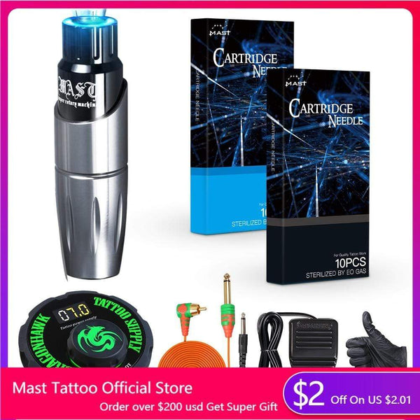 Planet Gates Dragonhawk Mast Tour Tattoo Rotary Pen Tattoo Kit Machine Set Kit Motor Rotary Pen Power Needles