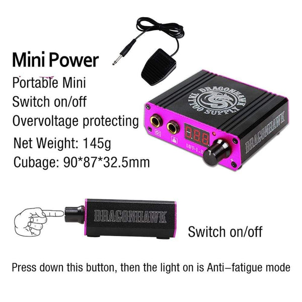 Planet Gates Dragonhawk TOP Tattoo Kit Motor Pen Machine Gun  Power Supply Needles D3029