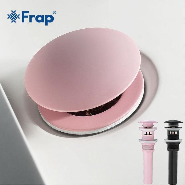 Planet Gates Drains Bathroom Basin Drain Brass Black & Pink Basin Pop Up Waste Vanity Vessel Basin Stopper with Overflow Hole Y81122