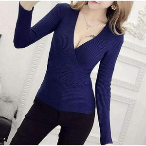 Planet Gates Drak Blue Sweater Winter Knitted Sweater V Neck Cashmere Sweater Female 2018 Women Sweaters And Pullovers Autumn Long Sleeve Sweater Jumper