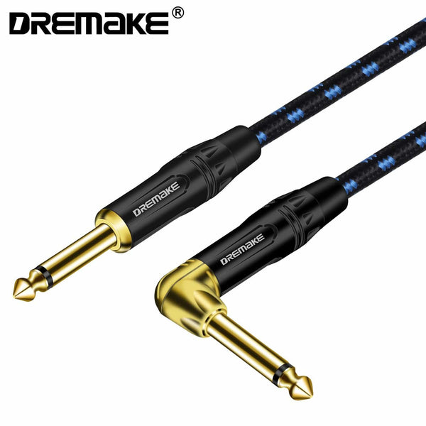 Planet Gates DREMAKE Guitar Cable - 1/4 Inch Straight to Right Angle Instrument Cable - Professional Electric Guitar Cord and Amp Cable