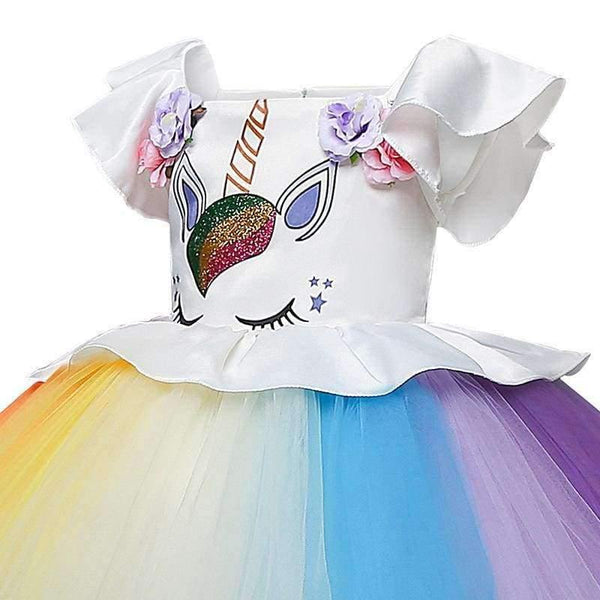Planet Gates Dress 1 / 12M Girls Dress 1 Year Birthday Party Baby Clothing Children Unicorn Christmas Costume 1 2 3 4 5 years Kids Colorful Rainbow Dress