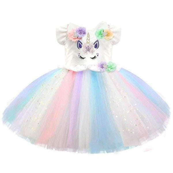 Planet Gates Dress 1 / 12M Girls Dress 1 Year Birthday Party Baby Clothing Children Unicorn Christmas Costume 1 2 3 4 5 years Kids Colorful Rainbow Dress