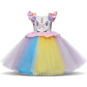 Planet Gates Dress 2 / 12M Girls Dress 1 Year Birthday Party Baby Clothing Children Unicorn Christmas Costume 1 2 3 4 5 years Kids Colorful Rainbow Dress