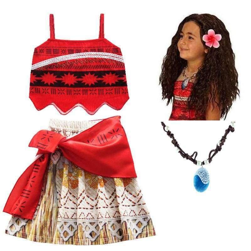 Planet Gates dress and necklace / 3T Kids Girl Princess Party Dress Moana Adventure Elsa Clothing Girls Dress Set with wig and Necklace baby Vaiana Cosplay Clothes