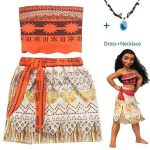 Planet Gates dress and necklace / 3T Kids Girl Princess Party Dress Moana Adventure Elsa Clothing Girls Dress Set with wig and Necklace baby Vaiana Cosplay Clothes