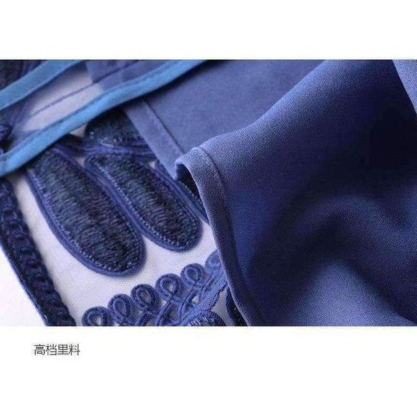 Planet Gates Dress Vestidos De Feta Women O-Neck Allover Appliques Embroidery Short Sleeve Bodycon Dark Blue Pink Dress Events Party