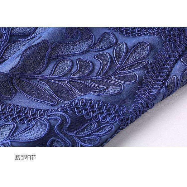 Planet Gates Dress Vestidos De Feta Women O-Neck Allover Appliques Embroidery Short Sleeve Bodycon Dark Blue Pink Dress Events Party