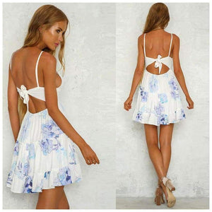 Planet Gates dresses Summer Women Lace Dress Sexy Backless V-neck Beach Dresses 2018 Fashion Sleeveless Spaghetti Strap White Casual Mini Sundress