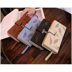 Planet Gates drop shipping 2018 Women Wallet Purse Female Long Wallet Gold Hollow Leaves Pouch Handbag For Women Coin Purse Card Holders Portefeuille Femme
