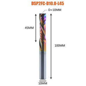 Planet Gates DSP2FC-D10.0-L45 1PC woodwork milling cutter UP &amp; DOWN Cut 2 Flutes Spiral Carbide Milling Tool CNC Router Compression Wood End Mill Cutter Bits