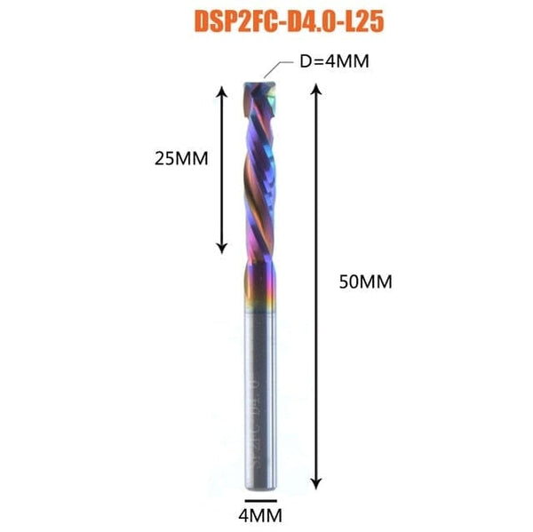 Planet Gates DSP2FC-D4.0-L25 1PC woodwork milling cutter UP &amp; DOWN Cut 2 Flutes Spiral Carbide Milling Tool CNC Router Compression Wood End Mill Cutter Bits